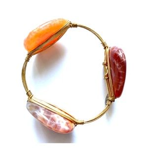 Gold Statement Bracelet with Rare Stone Accents